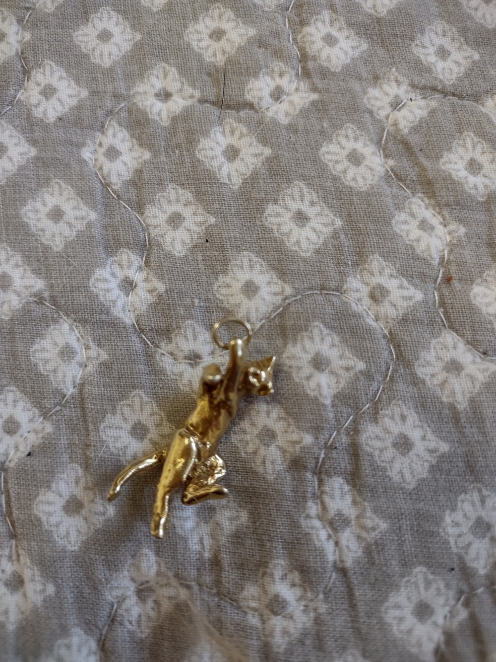 18k Gold Plated 925 Sterling Silver Gold Cat Pendant Charm